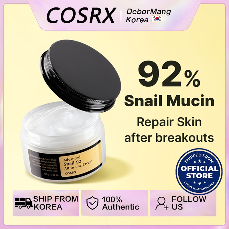 COSRX Caracol Avançado 92 Tudo Em Um Creme 100ml , Filtrado De Secreção De  92 % , Ácido Hialurônico 1.000 ppm , Para Anti-Envelhecimento & Nutrição ,  Melhoria Das Rugas , Cris Leves - Faz a Boa!