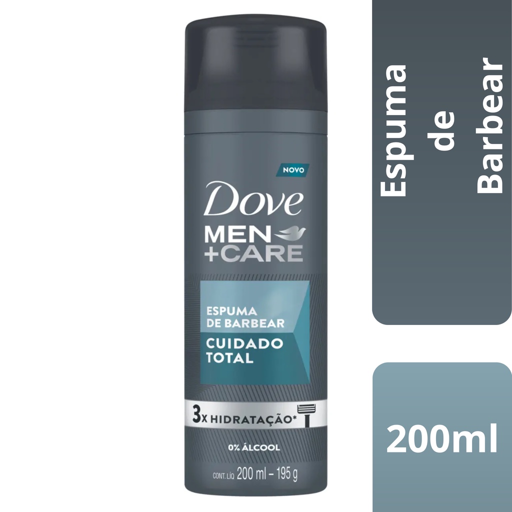 Dove Espuma De Barbear Dove Men +Care Cuidado Total 200ml Sem Alcool 3x Hidratação