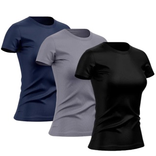 Kit 3 Camisetas Dry Fit Feminina Academia Treino Corrida Proteção UV Premium