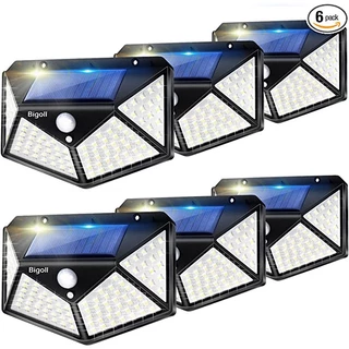 6 Luminária Lampada Led Solar Com Sensor 100 Led