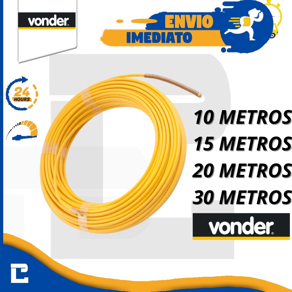 Guia Passa Fio Sonda Pvc Alma De Aço Profissional 20m Vonder