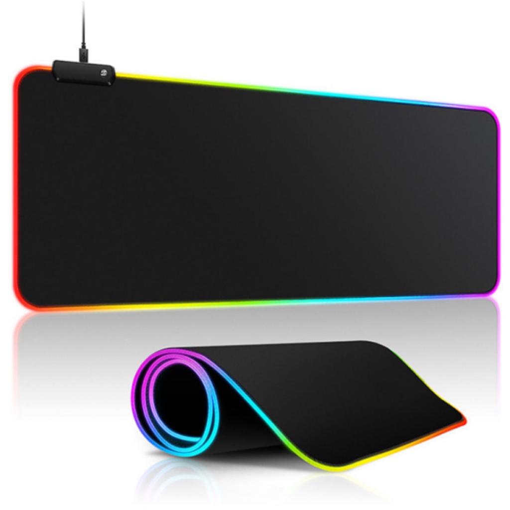 Mouse Pad 80x30x0.4cm Gamer com LED RGB 13 cores Borda Iluminado Led