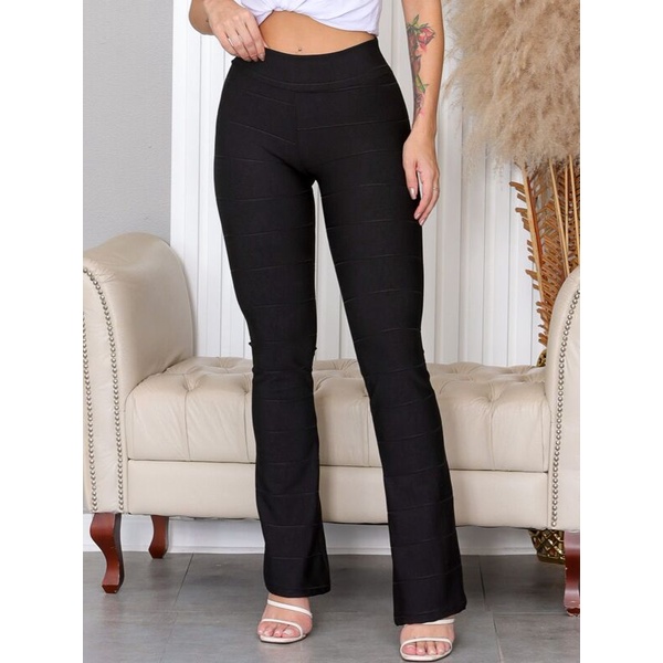 Calça flare plus size 2024 bandagem