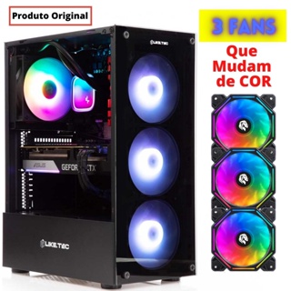 Gabinete Gamer com 3 Fans RGB Inclusas Com Lateral de Vidro Temperado GB1749 GB1729 Gb1713 Fonte em Baixo Matrix