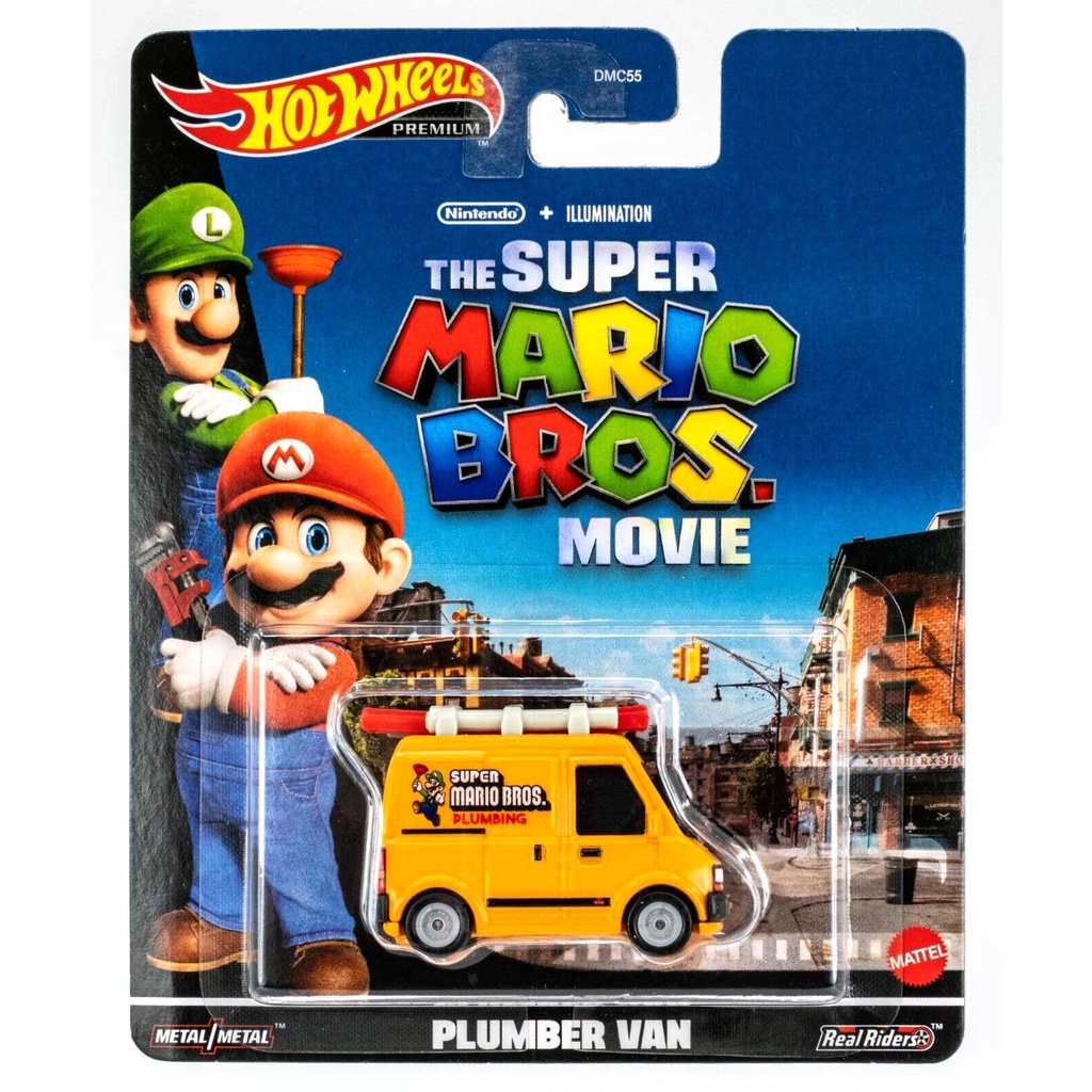 Hot Wheels Rodas Quentes Premium Metal Real Riders Car Cultura Entretenimento O Super Mario Bros Filme Canalizador Van 1 : 64 Modelo Escala Fundida Carro