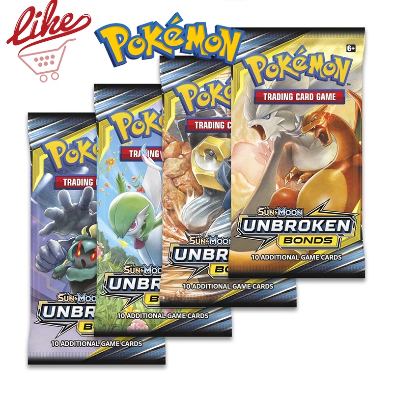 Kit 9pçs Cartas Pokémon Unbroken Bonds Sun & Moon 1 Pacotes with Brilhante Carta Pokémon Trading Card Game Brinquedos Para Crianças