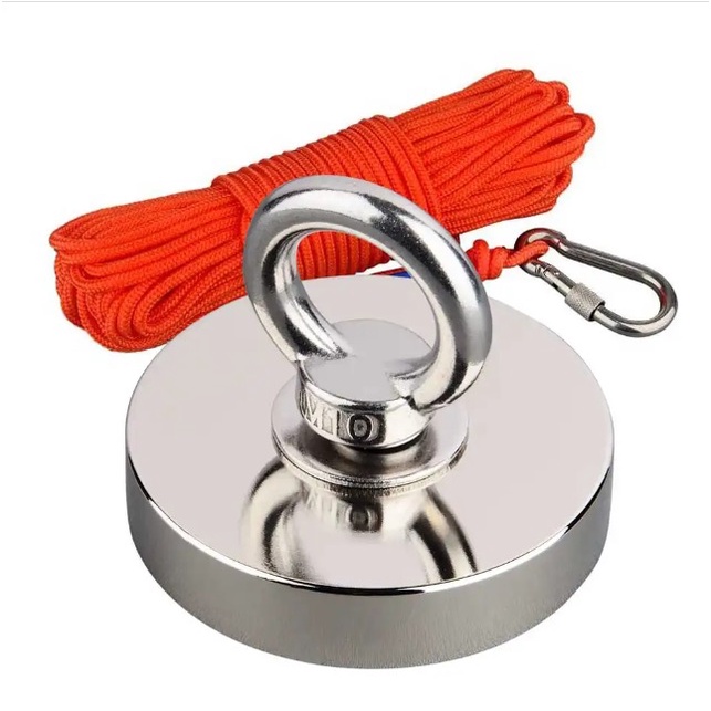 Imã De Neodímio Pesca Esportiva Magnética 190Kg Tração - Corda 20 metros Substitui Detector de Metal