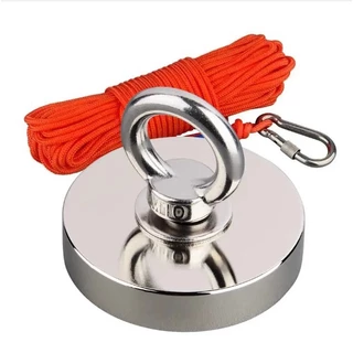 Imã De Neodímio Pesca Esportiva Magnética 190Kg Tração - Corda 20 metros Substitui Detector de Metal