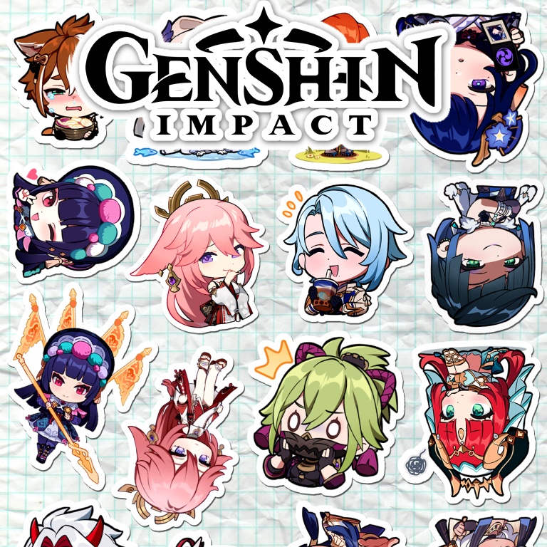 ♡ Pack de Adesivo Genshin Impact ♡ Kawaii ♡ Chibi ♡ Fofo ♡ Stickers Figurinhas Games Animes ♡ Personalizado Material Escolar Papelaria ♡