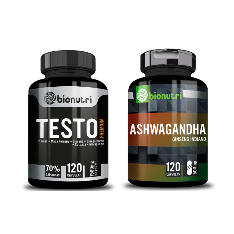 Kit TESTO PREMIUM + ASHWAGANDA Ginseng Indiano 120 Cápsulas Bionutri