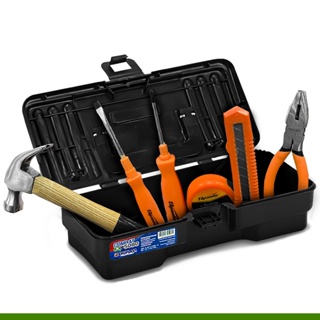 Maleta De Ferramentas Plástico 10" Kit Com Jogo Ferramentas 6 Peças