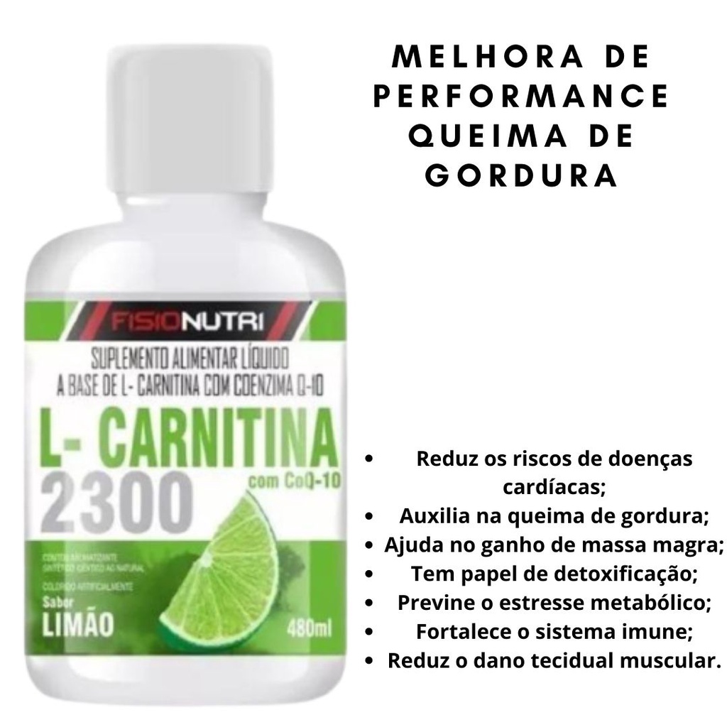 l carnitina liquida 2300 mg + Coenzima Q10 Líquido Pote 480ml