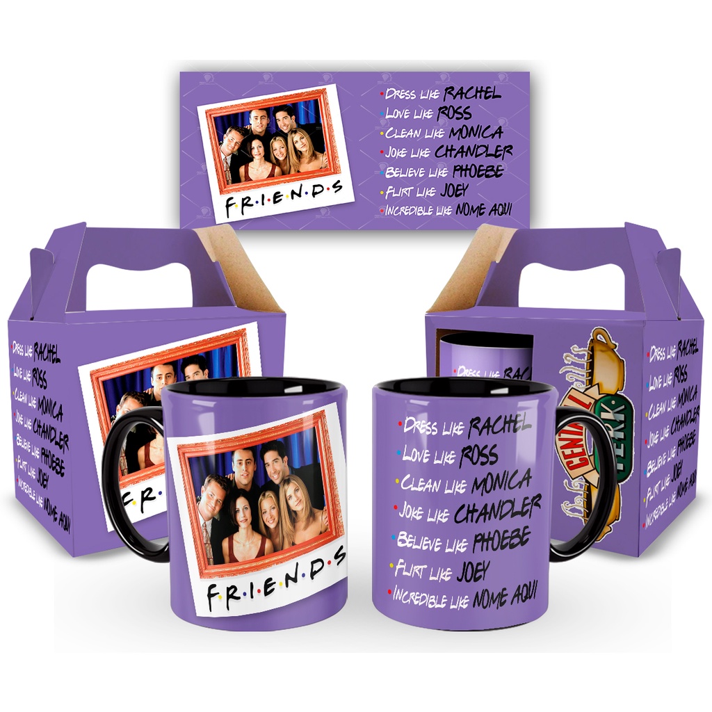 Caneca Personalizada Central Perk Série Friends com Nome Gravado + Caixinha