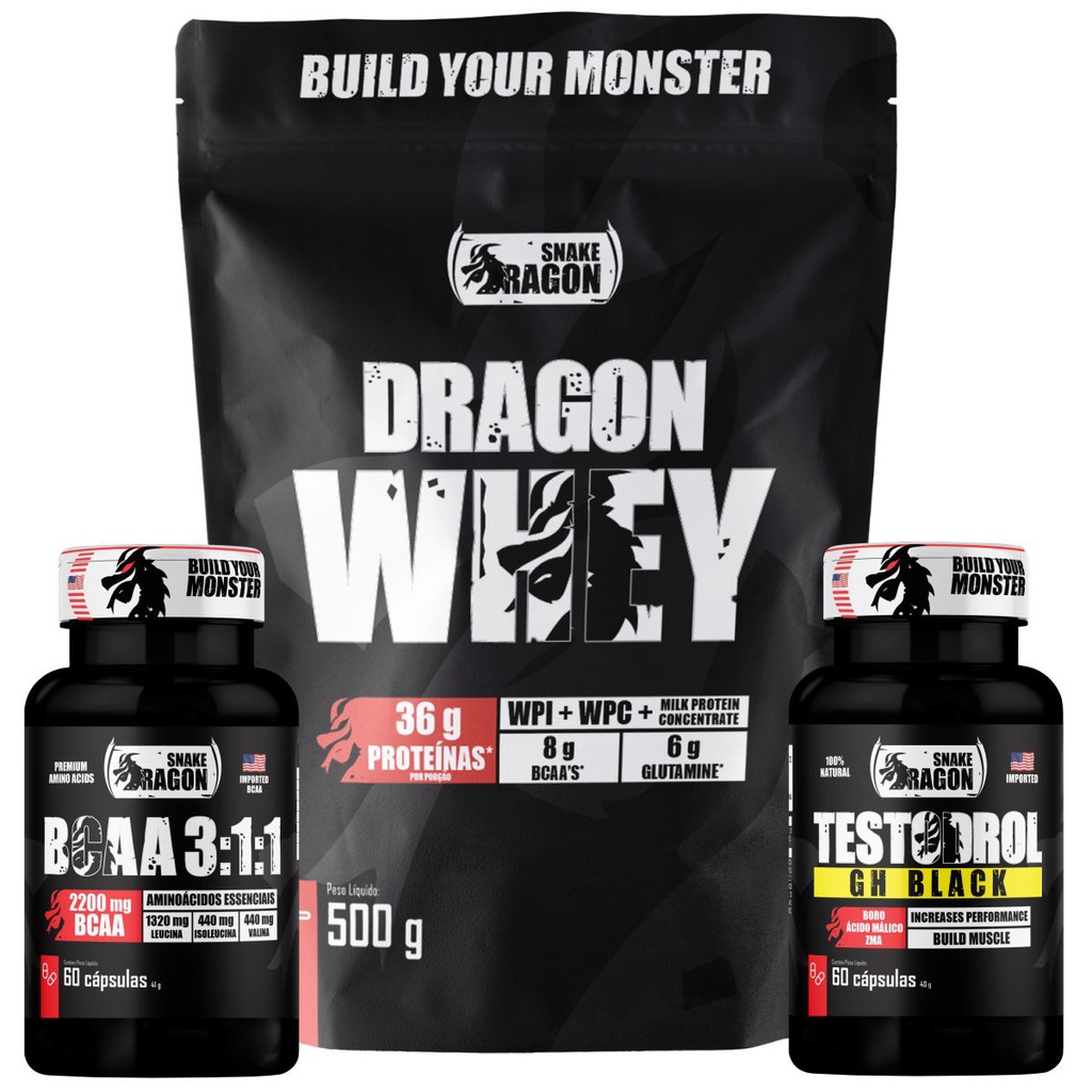 Dragon Whey 500g + BCAA 311 + Testo Black