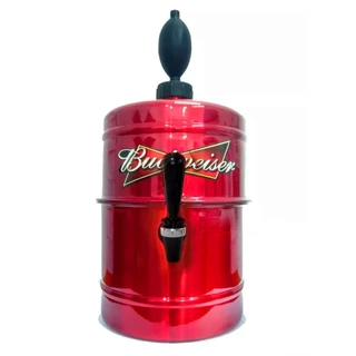 Chopeira Portátil 5,1 L - Vermelha BUD - Torneira Italiana - Cervejeira Gela Rápido