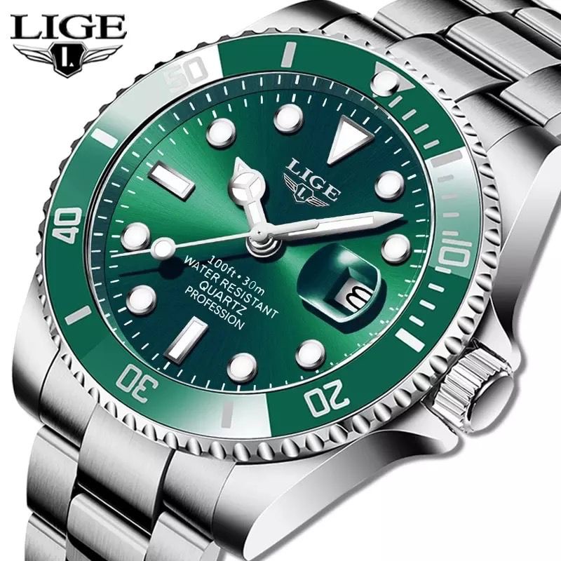 Relogio masculino Lige original pulseira de metal resistente a agua