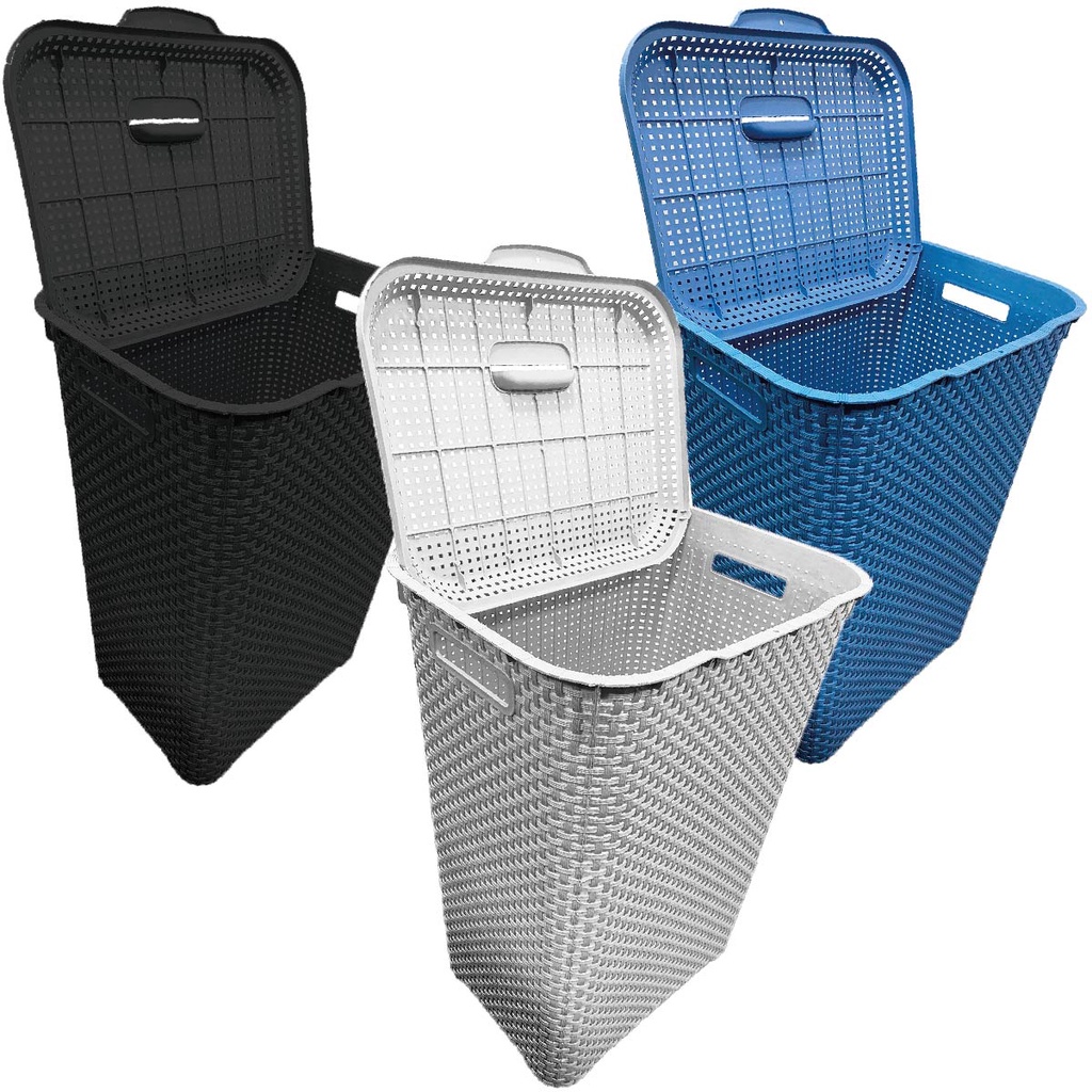 Cesto Para Roupa Suja Retangular 72 Litros Rattan Com Tampa Multiuso Flexível Organizador Brinquedos Lavanderia Quarto