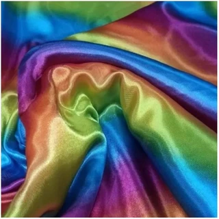 50cm x 1,50m - Tecido Cetim Estampado Estampa LGBT Arco Iris