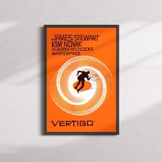 Quadro Decorativo Poster Filme Vertigo Alfred Hitchcock com Moldura Preta
