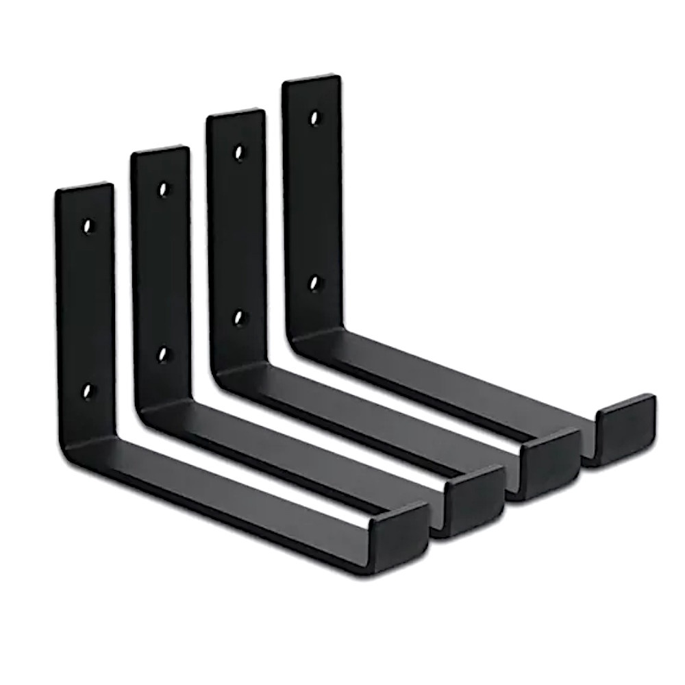 Mão Francesa Invertida Kit Com 4 Suporte Para Prateleiras E Racks 30cm Acessórios Preto Decorando Com Estilo