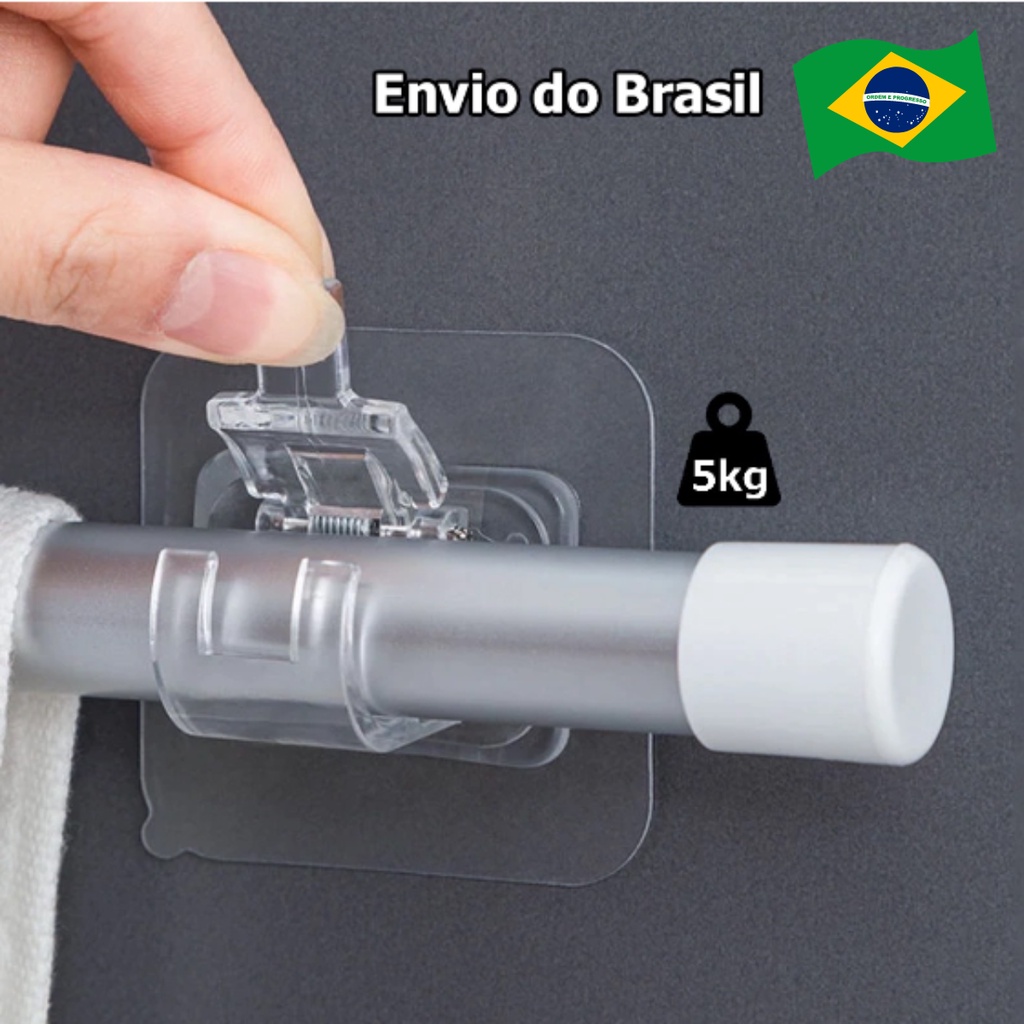 Suporte Cortina Varão Dupla Face adesivo 2 unidades