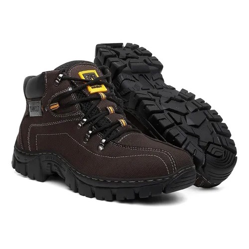 Bota Caterpillar de Couro Coturno Masculino Ref. 2064 Cor Coffee