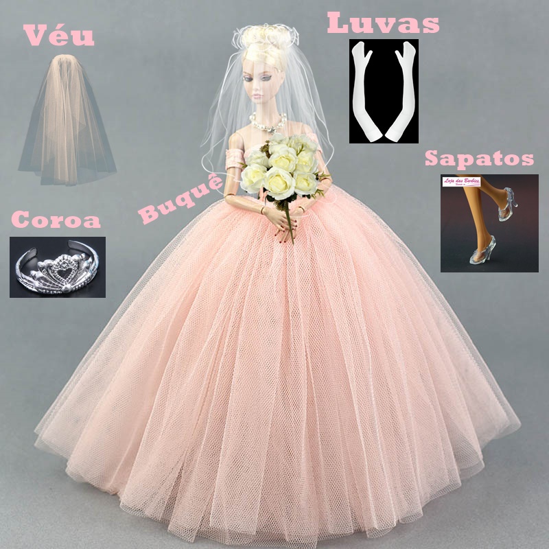 Kit De Sapatos Roupinhas Vestidos Para Boneca Barbie E Ken