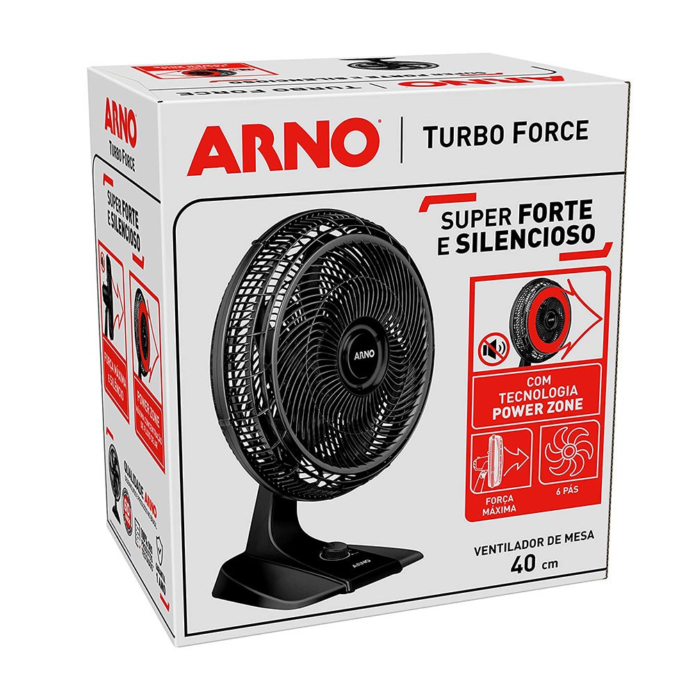 Ventilador De Mesa Turbo Force Vf49 40cm Arno Preto 110v | Shopee Brasil