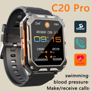 C20 PRO 2023 Nova Atualização Full Touch Smart watch Bluetooth Chamada De Detecção De Pressão Arterial IP68 À Prova D'água Homens Nadam Em Mergulho Esportivo Smartwatch Militares Para xiaomi Android iOS