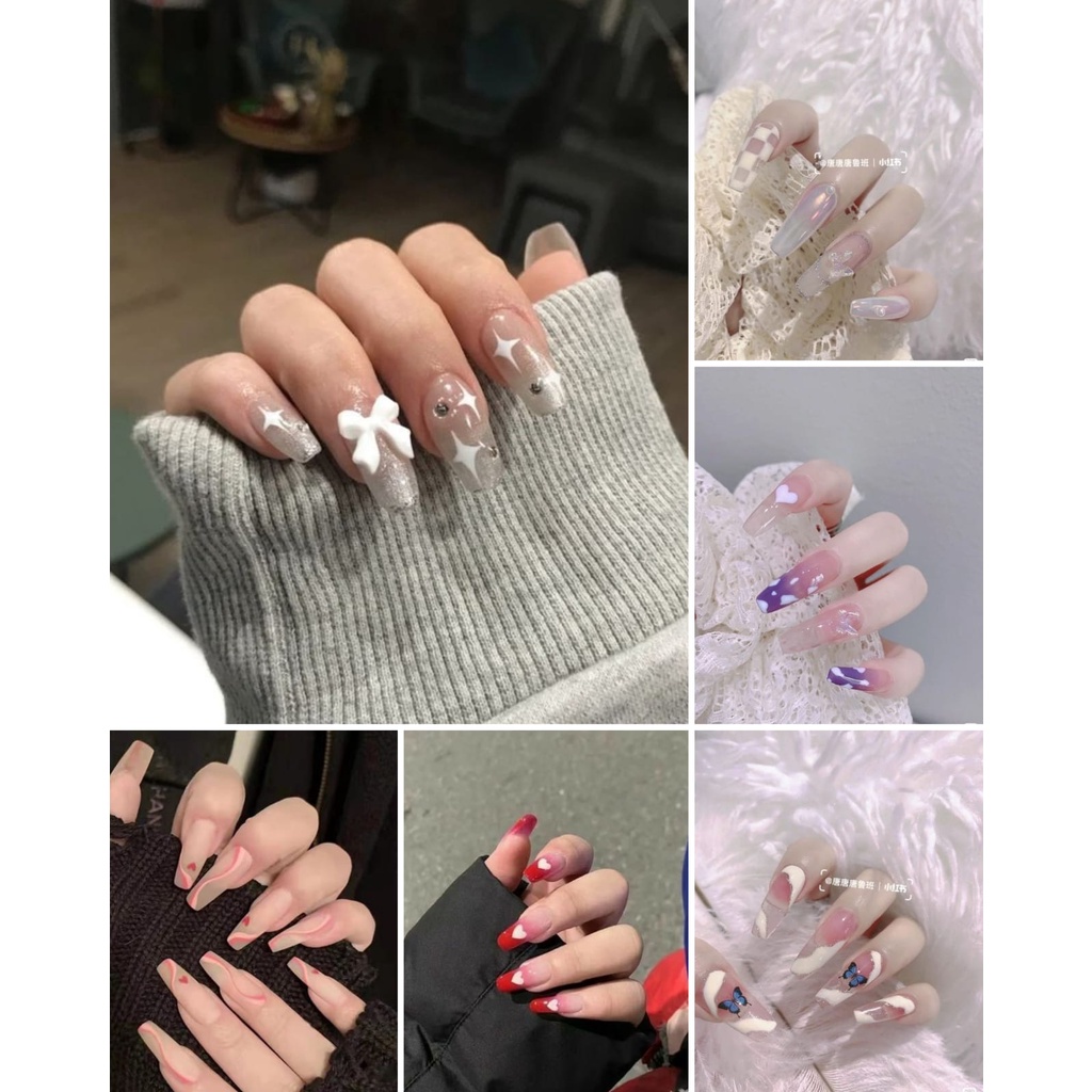 Unhas Postiças Decoradas Jelly Nails Brilhante E Fosco Inspiração ...