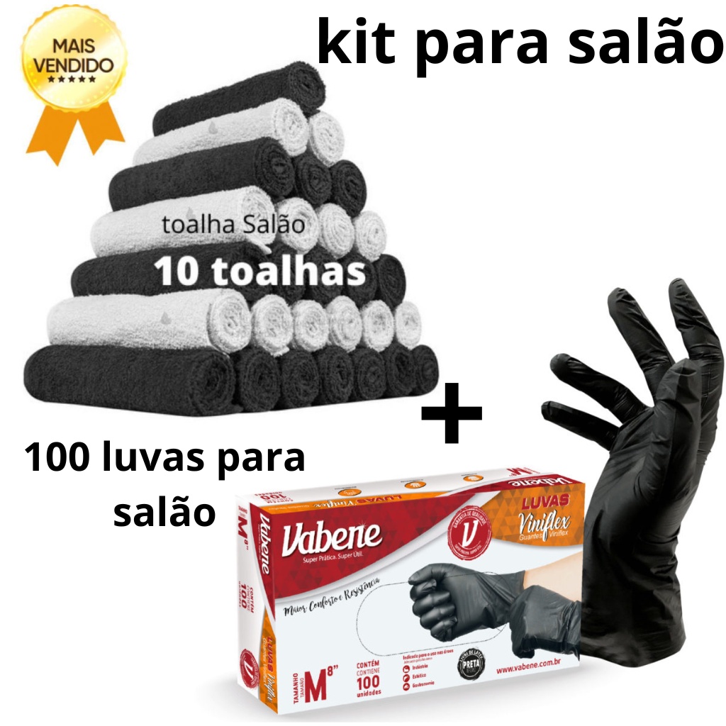 Kit 10 Toalhas de Salão + 100 Luvas Salão e Barbearia