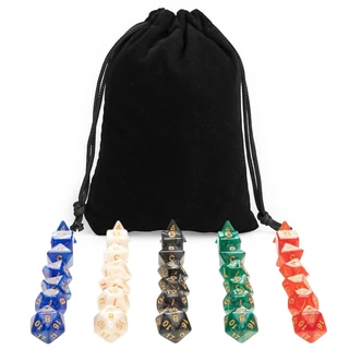 Kit 35 Dados RPG de Mesa (D4 D6 D8 D10 D10% D12 D20) + BOLSA | VÁRIAS CORES E MODELOS