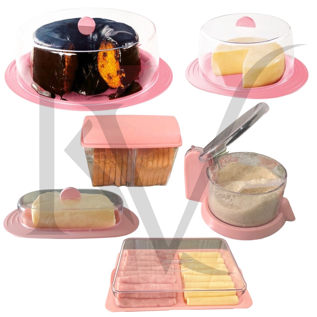 kit 6 peças conjunto utilidade de cozinha linha armazenamento ideal para mesa posta boleira açucareiro manteigueira porta biscoito queijeira e porta frios duplo Plastutti