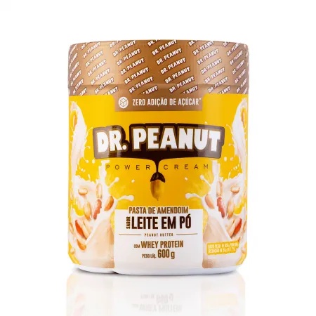 Pasta De Amendoim Com Whey Protein 600g Dr. Peanut Sabor Leite em Pó