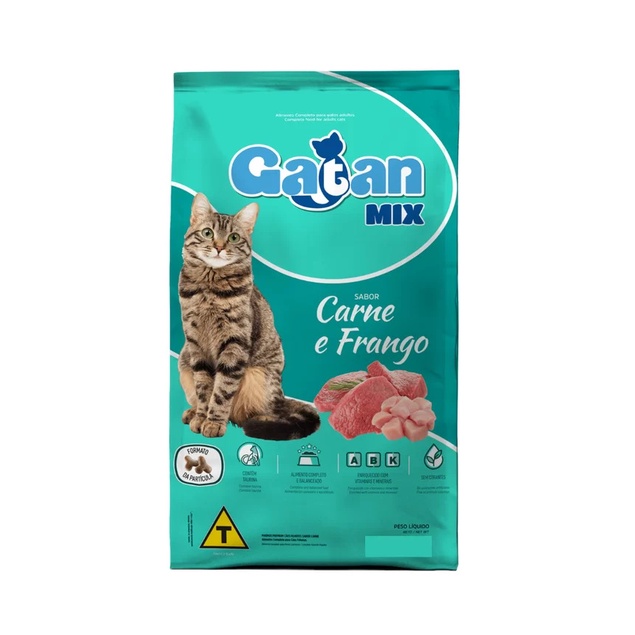 Ração Gatan Gatos Adultos Sem Corantes Frango e Carne 10,1 kg