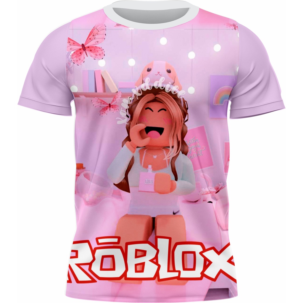 Camiseta Infantil Vitória Mineblox - Roblox - Mangas Pink camiseta do jogo  roblox mineblox game