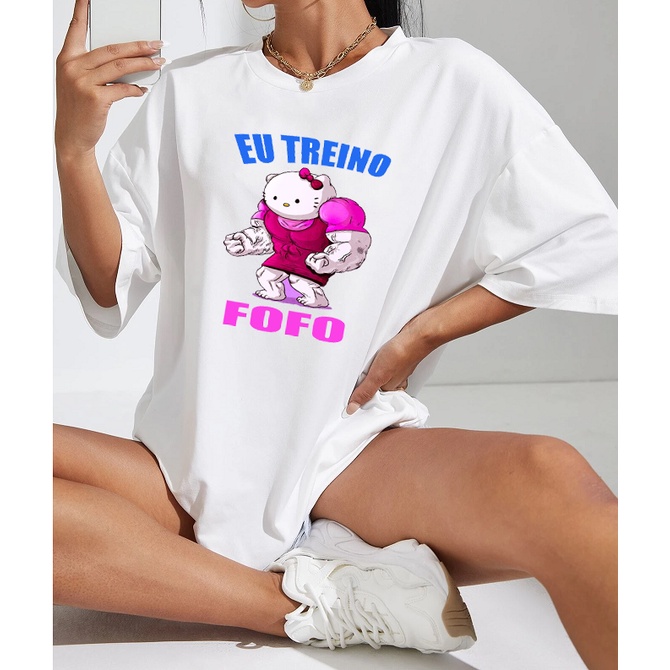 Camiseta Eu Treino Fofo Unissex Hello Kitty Maromba Musculosa