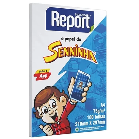 Papel sulfite A4 210 x 297 mm 100 folhas brancas e coloridas Report Seninha