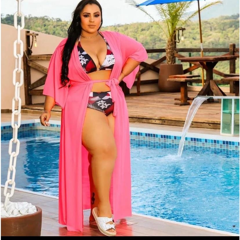 Saída de praia plus size Kimono média moda feminino têndencia 2023
