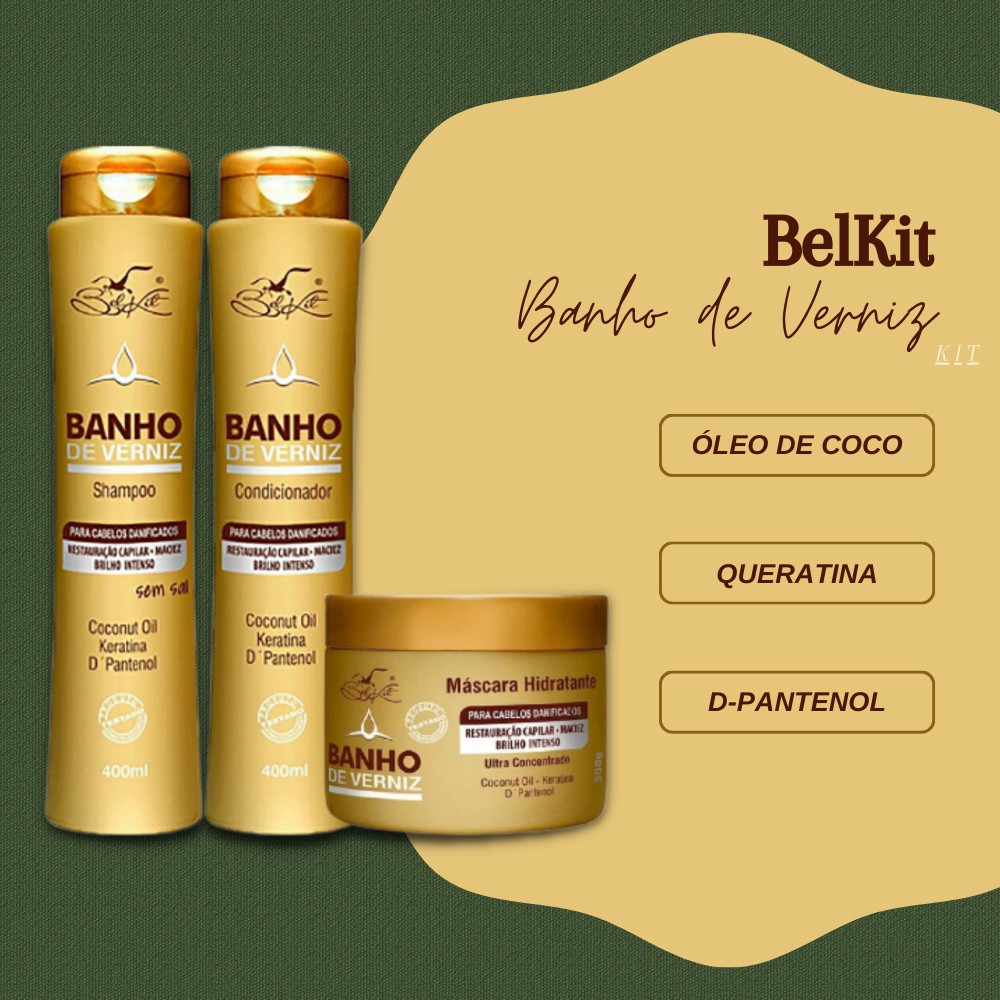 KIT CAPILAR BANHO DE VERNIZ, APALUZA E DESMAIA CABELO   BELKIT | Shopee