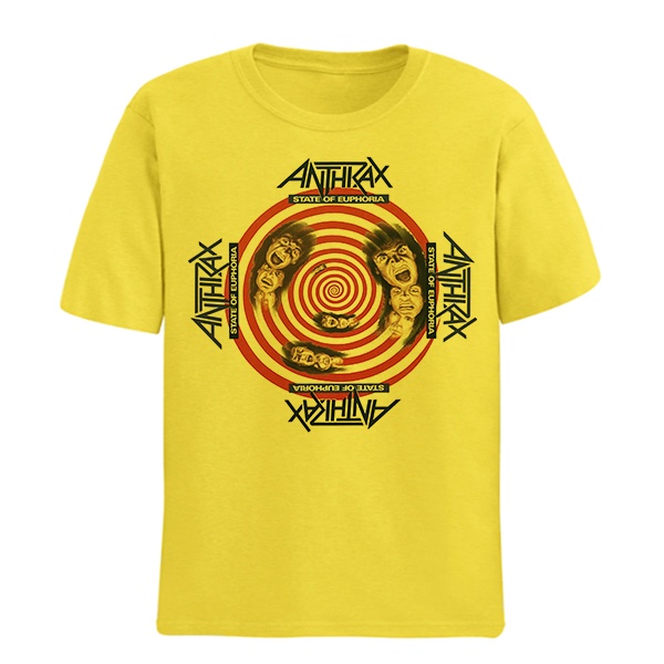Camiseta Algodao Anthrax State Of Euphoria Heavy Metal Amarela