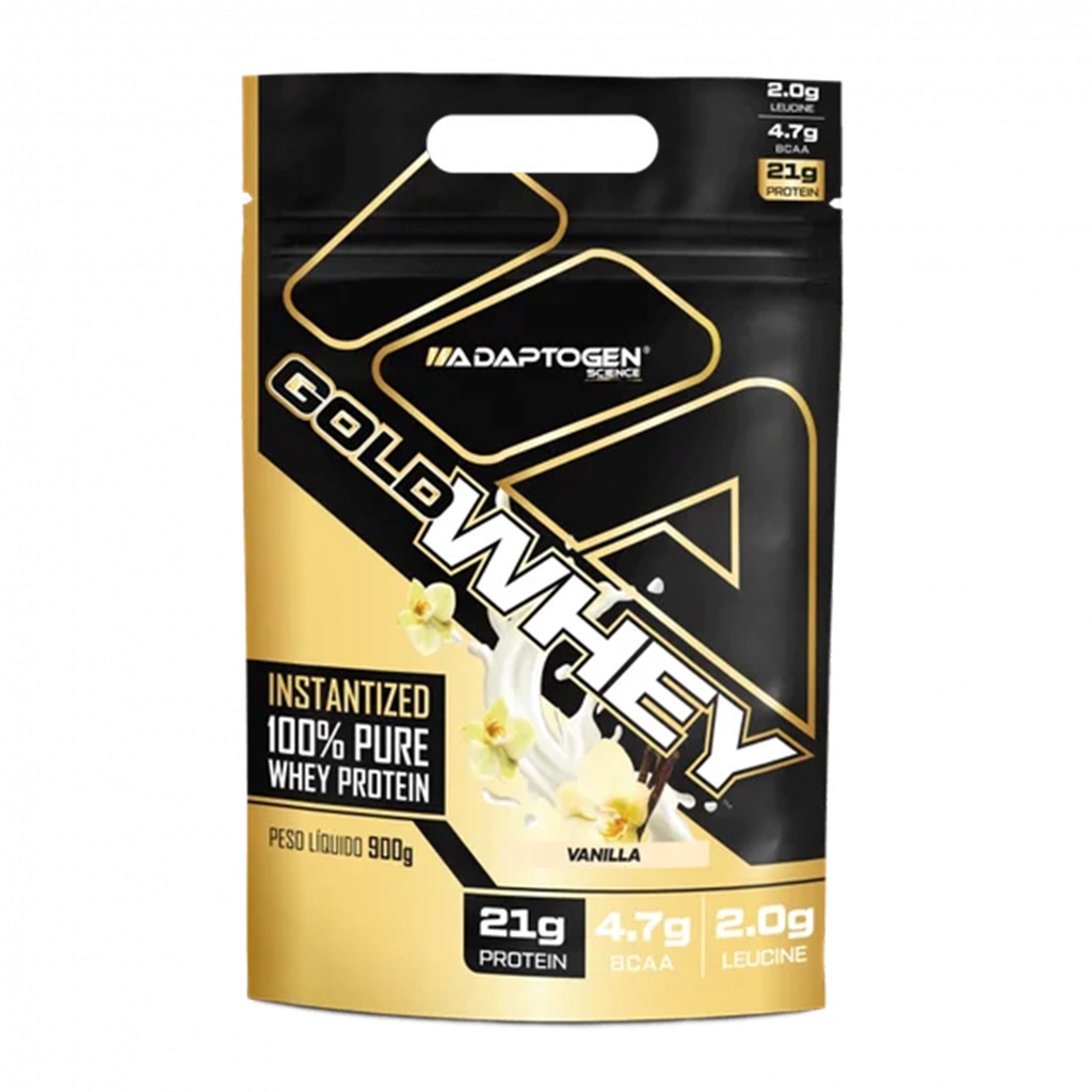 Whey Protein Concentrado Gold Whey 100% Pure Adaptogen 900g Sabores