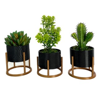 Trio de Vasos Cachepot com Suporte Para Cactos ou Suculentas — foto 2 — Achou Levou Brasil