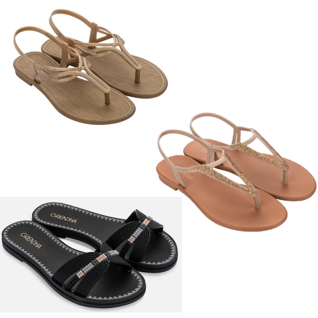 Sandália Rasteirinha Feminina Grendha Confortável Cacau Elegante, Entrelaços e Slide