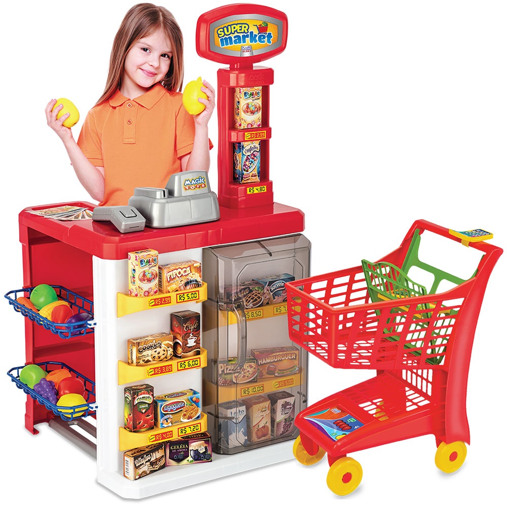 Esquirla Conjunto de jogo de carrinho, carrinho de compras infantil, jogo  de simulação, supermercado, carrinho de mão, carrinhos de supermercado,  brinquedo, Vermelho