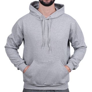 Moletom Bolso Canguru Unisex com Capus de Algudão Liso Sem Estampa Promoção