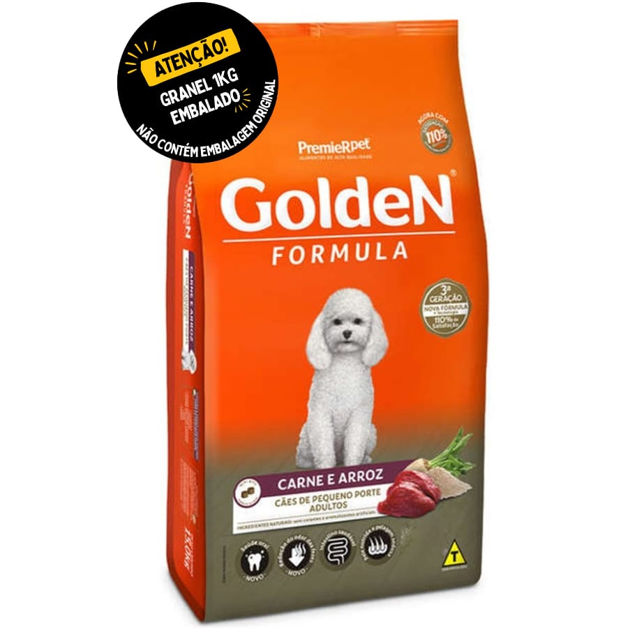Ração Golden Formula Cães Adultos Raças Pequenas Carne e Arroz Mini Bits - Embalado Granel 1kg