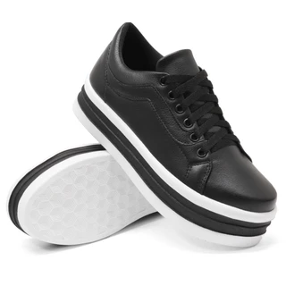 Tênis Feminino Slp ON Zíper Costura Frontal DK Caramelo flat form Plataforma