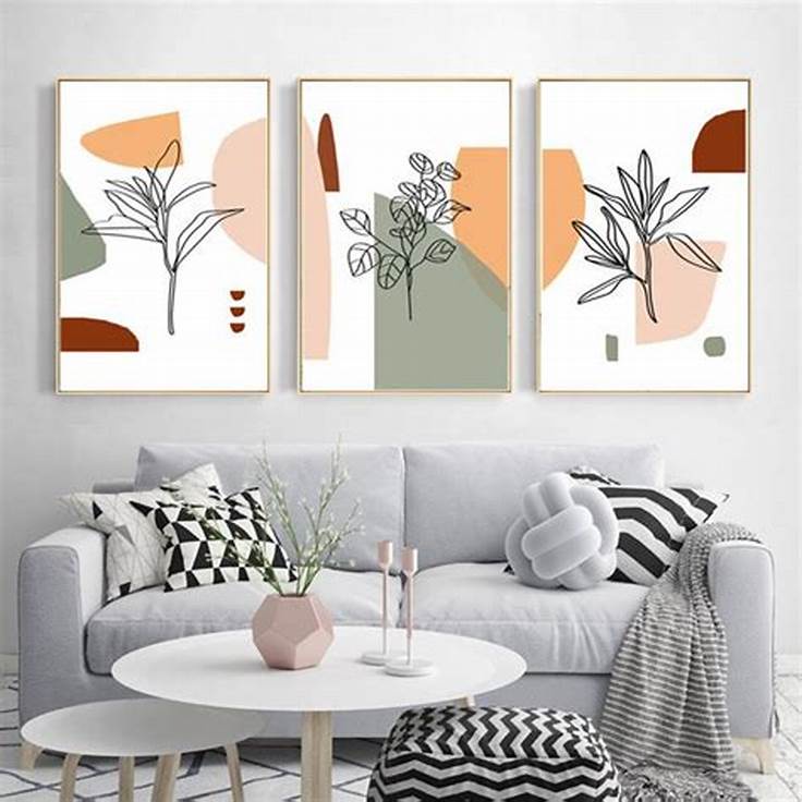 Quadro decorativo Kit 3 Peças Folhas Abstrato 60X40