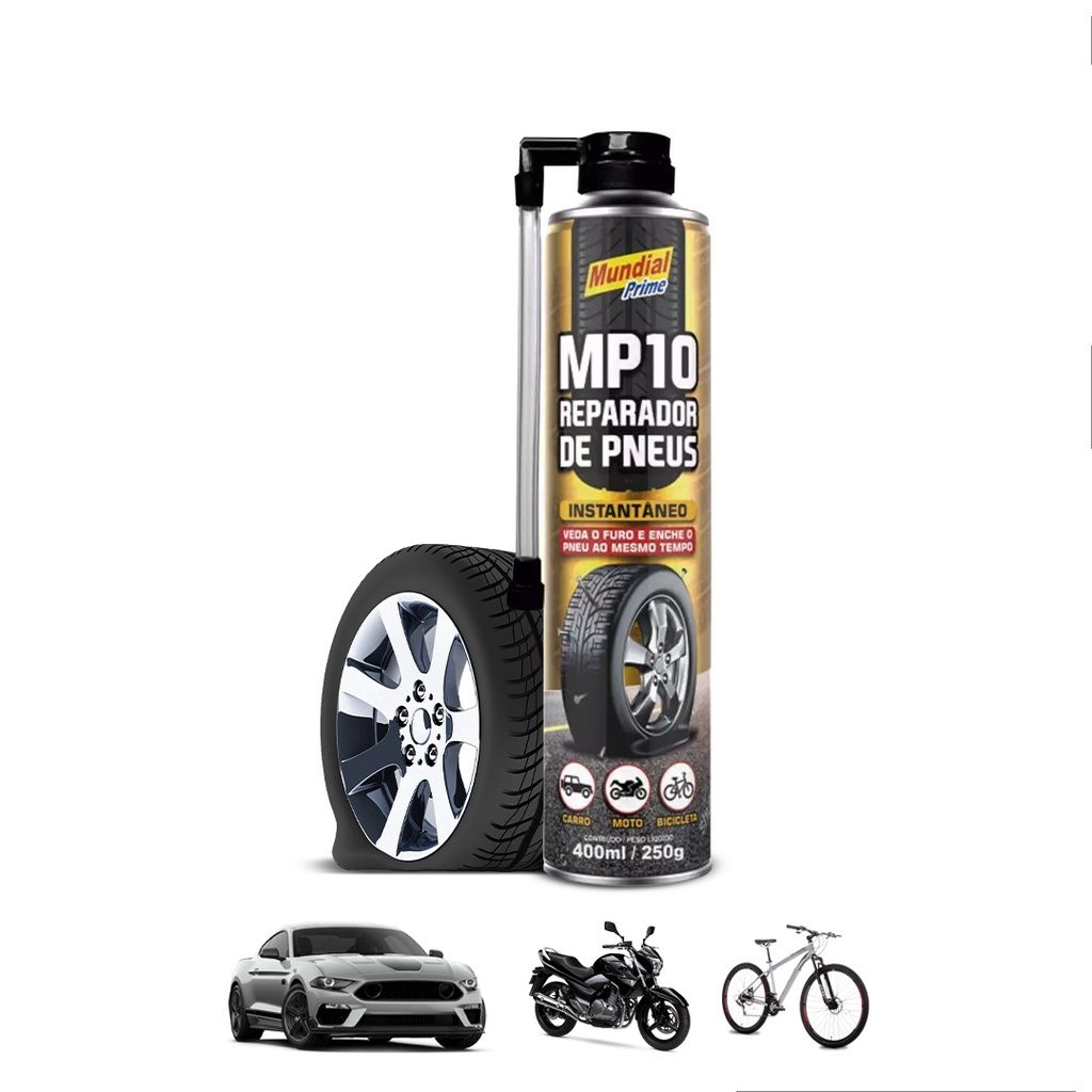 Spray Reparador Instantâneo Furo Pneu Mundial Prime 400ml